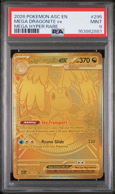 2026 POKEMON ASC EN-ASCENDED HEROES #295 MEGA DRAGONITE ex MEGA HYPER RARE PSA 9