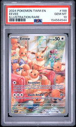 2024 POKEMON TWM EN-TWILIGHT MASQUERADE #188 EEVEE ILLUSTRATION RARE PSA 10
