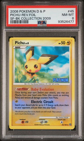 2008 POKEMON DIAMOND & PEARL STORMFRONT #45 PICHU-REV.FOIL SF-BK COLLECTION 2009 PSA 8