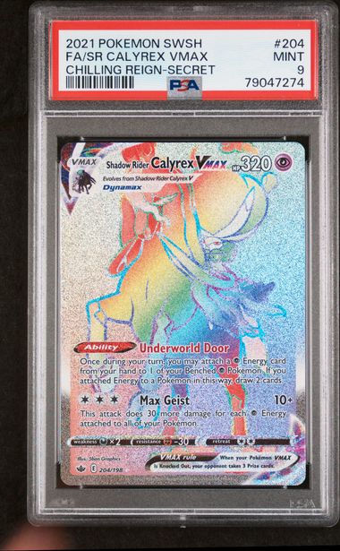 2021 POKEMON SWORD & SHIELD CHILLING REIGN #204 FA/SR CALYREX VMAX CHILLING REIGN-SECRET PSA 9