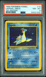 1999 POKEMON FOSSIL #10 LAPRAS-HOLO 1ST EDITION PSA 8
