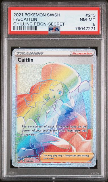 2021 POKEMON SWORD & SHIELD CHILLING REIGN #213 FA/CAITLIN CHILLING REIGN-SECRET PSA 8