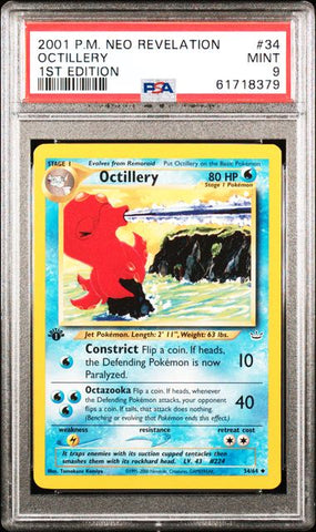 2001 POKEMON NEO REVELATION #34 OCTILLERY 1ST EDITION PSA 9