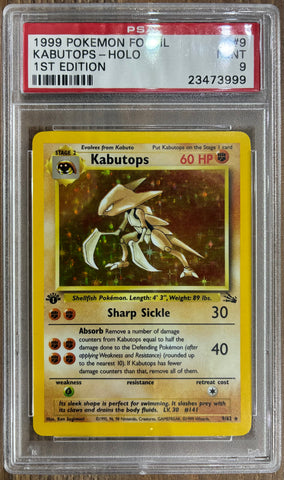 1999 POKEMON FOSSIL #9 KABUTOPS-HOLO 1ST EDITION PSA 9