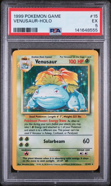 1999 POKEMON GAME #15 VENUSAUR-HOLO PSA 5