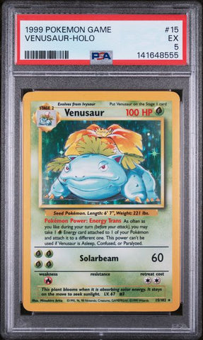 1999 POKEMON GAME #15 VENUSAUR-HOLO PSA 5