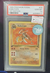 1999 POKEMON FOSSIL #24 KABUTOPS NON-FOIL 1ST EDITION PSA 10