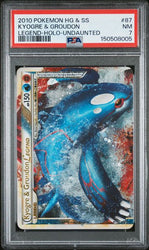 2010 POKEMON HEARTGOLD & SOULSILVER UNDAUNTED #87 KYOGRE & GROUDON LEGEND-HOLO-UNDAUNTED PSA 7