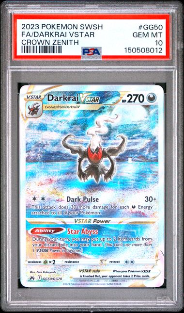 2023 POKEMON SWORD AND SHIELD CROWN ZENITH #GG50 FA/DARKRAI VSTAR CROWN ZENITH PSA 10
