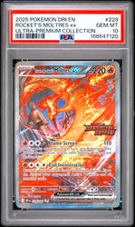 2025 POKEMON DRI EN-DESTINED RIVALS #229 ROCKET'S MOLTRES ex ULTRA-PREMIUM COLLECTION PSA 10