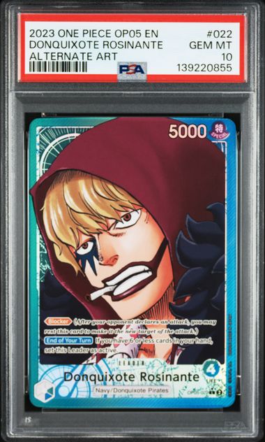 2023 ONE PIECE OP05-AWAKENING OF THE NEW ERA #022 DONQUIXOTE ROSINANTE ALTERNATE ART PSA 10