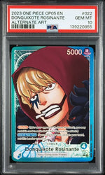 2023 ONE PIECE OP05-AWAKENING OF THE NEW ERA #022 DONQUIXOTE ROSINANTE ALTERNATE ART PSA 10