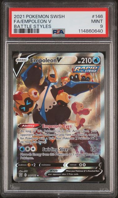2021 POKEMON SWORD & SHIELD BATTLE STYLES #146 FA/EMPOLEON V BATTLE STYLES PSA 9