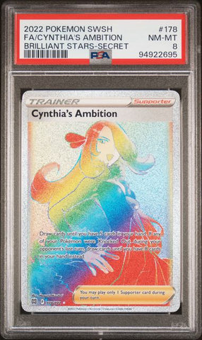 2022 POKEMON SWORD & SHIELD BRILLIANT STARS #178 FA/CYNTHIA'S AMBITION BRILLIANT STARS-SECRET PSA 8