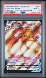2021 POKEMON SWSH BLACK STAR PROMO #087 FA/EEVEE VMAX SHNG.FATES ELITE TRNR.BOX PSA 10