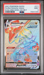 2021 POKEMON SWORD & SHIELD EVOLVING SKIES #217 FA/RAYQUAZA VMAX EVOLVING SKIES-SECRET PSA 9