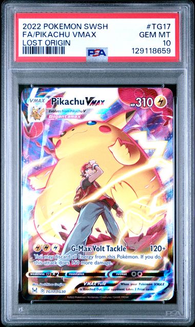 2022 POKEMON SWORD & SHIELD LOST ORIGIN #TG17 FA/PIKACHU VMAX LOST ORIGIN PSA 10
