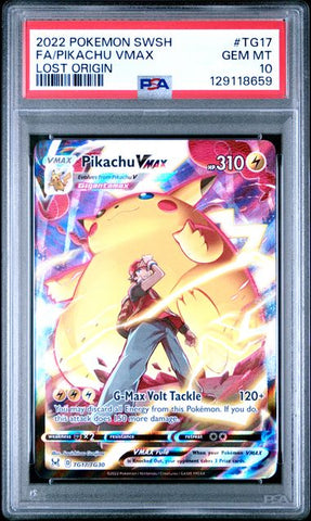2022 POKEMON SWORD & SHIELD LOST ORIGIN #TG17 FA/PIKACHU VMAX LOST ORIGIN PSA 10