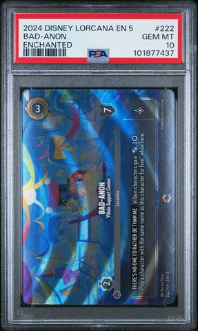 2024 DISNEY LORCANA EN 5-SHIMMERING SKIES #222 BAD-ANON ENCHANTED PSA 10