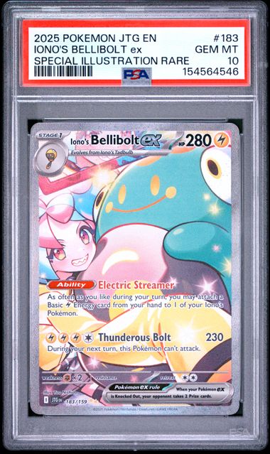 2025 POKEMON JTG EN-JOURNEY TOGETHER #183 IONO'S BELLIBOLT ex SPECIAL ILLUSTRATION RARE PSA 10