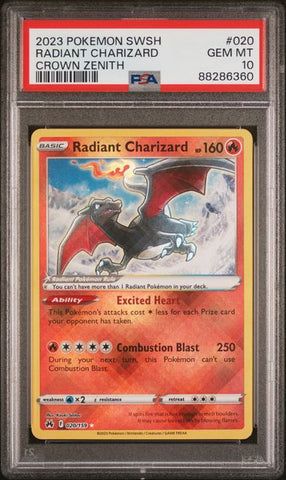 2023 POKEMON SWORD AND SHIELD CROWN ZENITH #020 RADIANT CHARIZARD CROWN ZENITH PSA 10