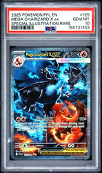 2025 POKEMON PFL EN-PHANTASMAL FLAMES #125 MEGA CHARIZARD X ex SPECIAL ILLUSTRATION RARE PSA 10