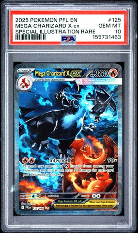2025 POKEMON PFL EN-PHANTASMAL FLAMES #125 MEGA CHARIZARD X ex SPECIAL ILLUSTRATION RARE PSA 10