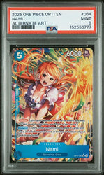 2025 ONE PIECE OP11-A FIST OF DIVINE SPEED #054 NAMI ALTERNATE ART PSA 9