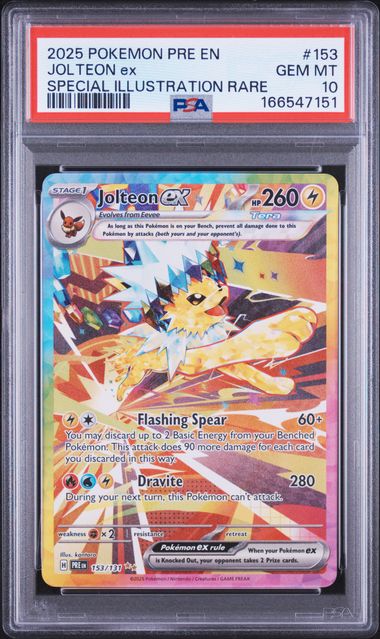 2025 POKEMON PRE EN-PRISMATIC EVOLUTIONS #153 JOLTEON ex SPECIAL ILLUSTRATION RARE PSA 10