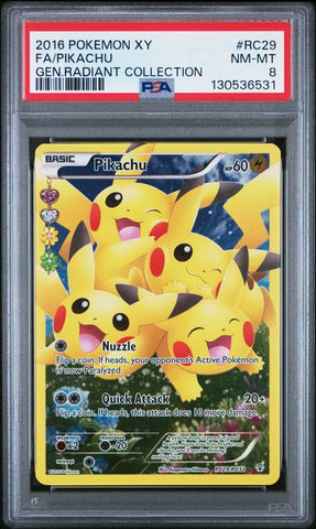 2016 POKEMON XY GENERATIONS RADIANT COLLECTION #RC29 FA/PIKACHU GEN.RADIANT COLLECTION PSA 8