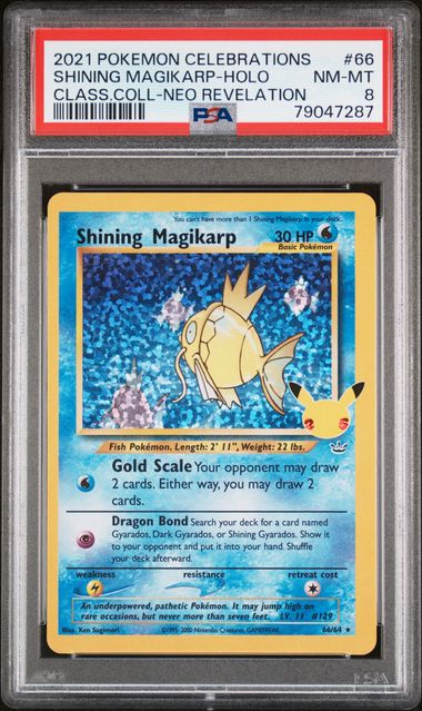 2021 POKEMON CELEBRATIONS CLASSIC COLLECTION #66 SHINING MAGIKARP-HOLO CLASS.COLL-NEO REVELATION PSA 8