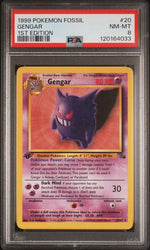 1999 POKEMON FOSSIL #20 GENGAR 1ST EDITION PSA 8