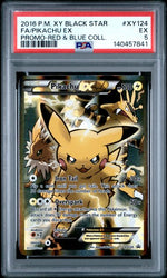 2016 POKEMON XY BLACK STAR PROMO #XY124 FA/PIKACHU EX PROMO-RED & BLUE COLL. PSA 5