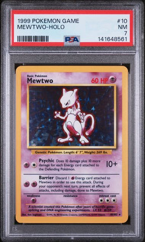 1999 POKEMON GAME #10 MEWTWO-HOLO PSA 7