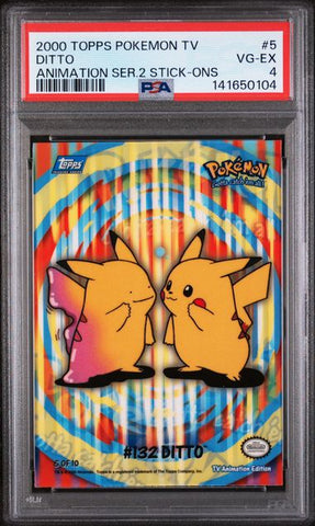 2000 TOPPS POKEMON TV ANIMATION SERIES 2 STICK-ONS #5 DITTO ANIMATION SER.2 STICK-ONS PSA 4