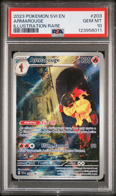 2023 POKEMON SVI EN-SCARLET & VIOLET #203 ARMAROUGE ILLUSTRATION RARE PSA 10