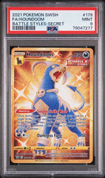 2021 POKEMON SWORD & SHIELD BATTLE STYLES #179 FA/HOUNDOOM BATTLE STYLES-SECRET PSA 9