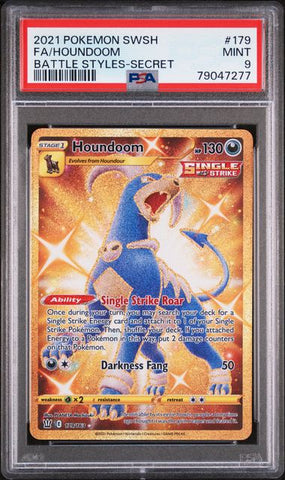 2021 POKEMON SWORD & SHIELD BATTLE STYLES #179 FA/HOUNDOOM BATTLE STYLES-SECRET PSA 9