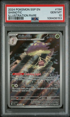 2024 POKEMON SSP EN-SURGING SPARKS #194 SHIINOTIC ILLUSTRATION RARE PSA 10