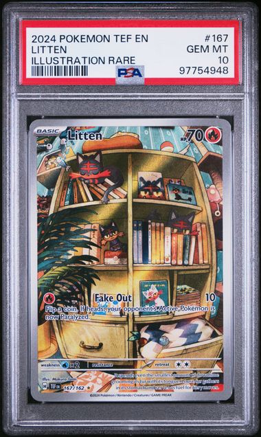 2024 POKEMON TEF EN-TEMPORAL FORCES #167 LITTEN ILLUSTRATION RARE PSA 10