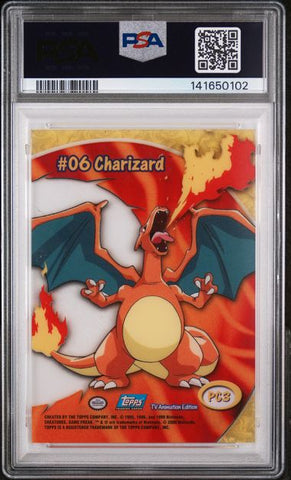 2000 TOPPS POKEMON TV ANIMATION CLEAR CARDS #PC3 CHARIZARD TV ANIMATION CLEAR CARDS PSA 9