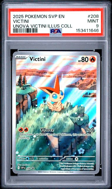 2025 POKEMON SVP EN-SV BLACK STAR PROMO #208 VICTINI UNOVA VICTINI ILLUS COLL PSA 9