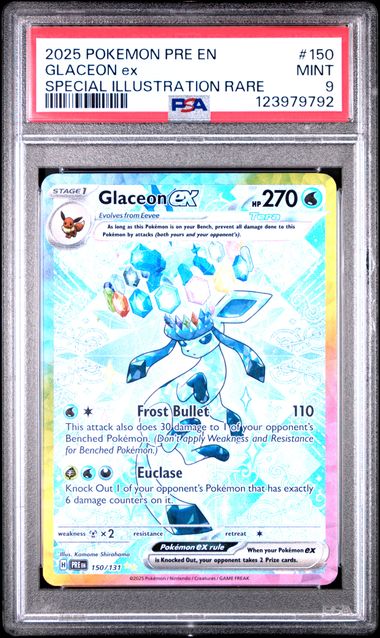 2025 POKEMON PRE EN-PRISMATIC EVOLUTIONS #150 GLACEON ex SPECIAL ILLUSTRATION RARE PSA 9