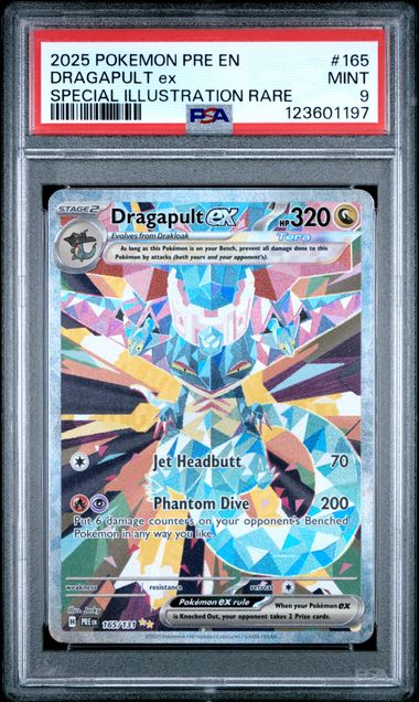 2025 POKEMON PRE EN-PRISMATIC EVOLUTIONS #165 DRAGAPULT ex SPECIAL ILLUSTRATION RARE PSA 9