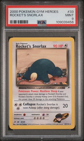 2000 POKEMON GYM HEROES #33 ROCKET'S SNORLAX PSA 9