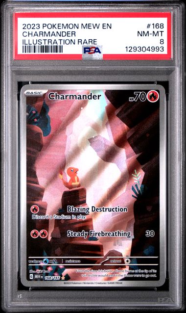 2023 POKEMON MEW EN-151 #168 CHARMANDER ILLUSTRATION RARE PSA 8