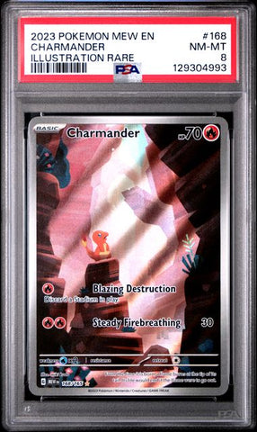 2023 POKEMON MEW EN-151 #168 CHARMANDER ILLUSTRATION RARE PSA 8