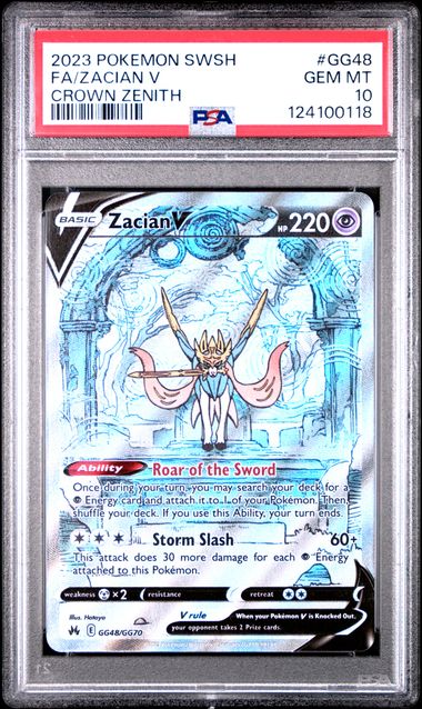 2023 POKEMON SWORD AND SHIELD CROWN ZENITH #GG48 FA/ZACIAN V CROWN ZENITH PSA 10