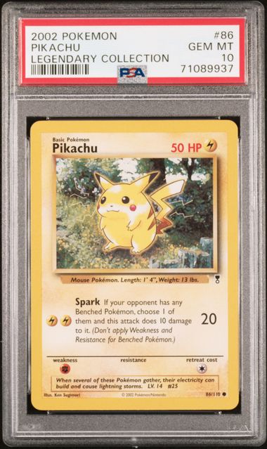2002 POKEMON LEGENDARY COLLECTION #86 PIKACHU LEGENDARY COLLECTION PSA 10
