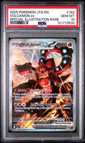 2025 POKEMON JTG EN-JOURNEY TOGETHER #182 VOLCANION ex SPECIAL ILLUSTRATION RARE PSA 10